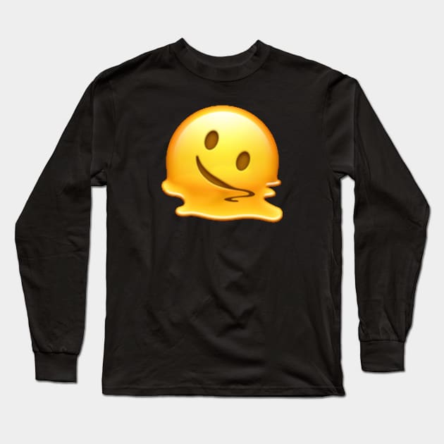 Pixelated Melting Smiley Emoji Long Sleeve T-Shirt by StickSicky